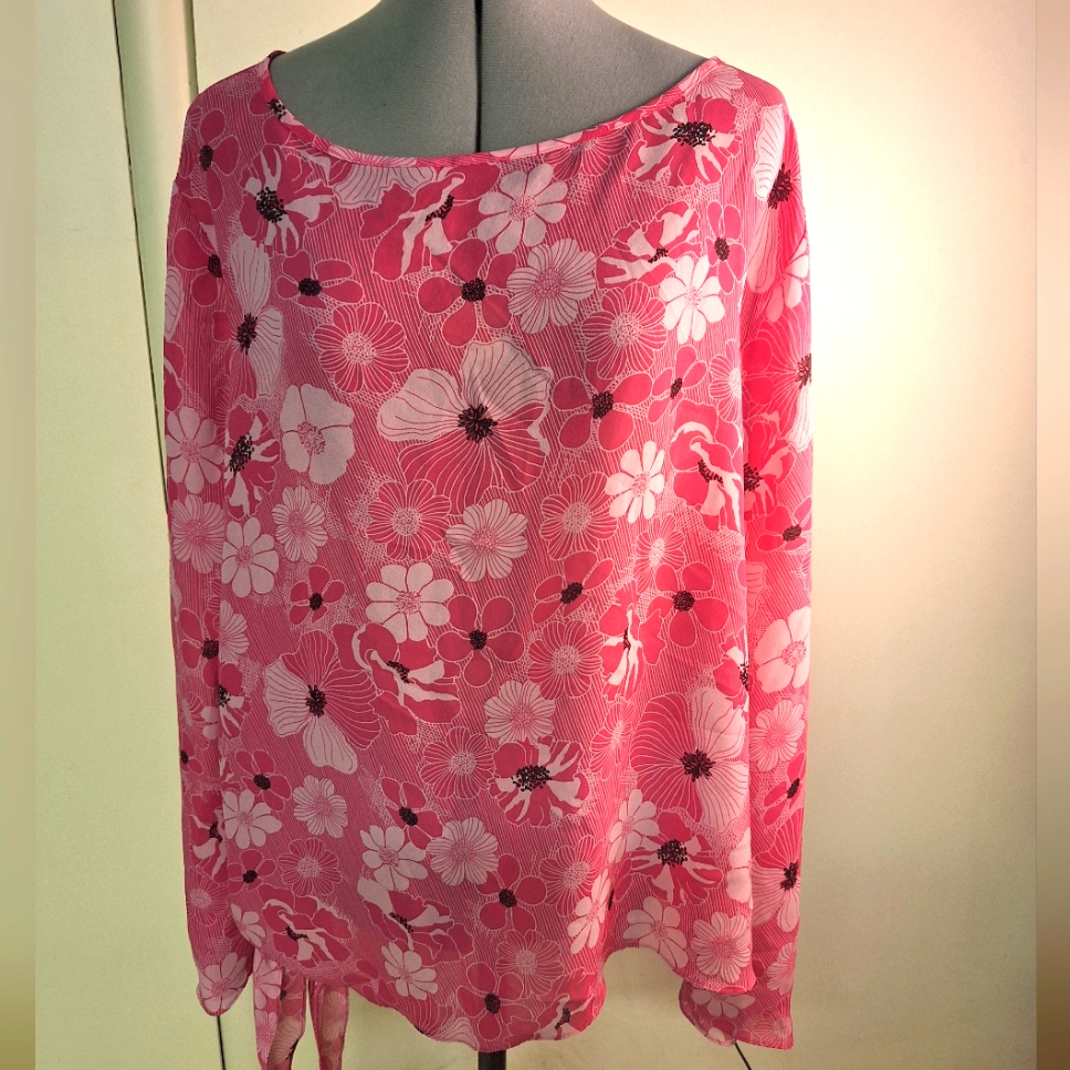 Apostrophe Woman Pink Floral Top Size 22w